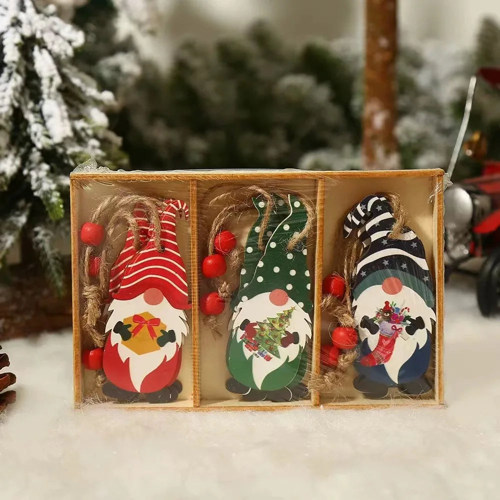 9/12pcs Christmas Gnomes Wooden Pendant – Xmas Tree Hanging Ornaments for Holiday Home Decoration & Gifts 2025