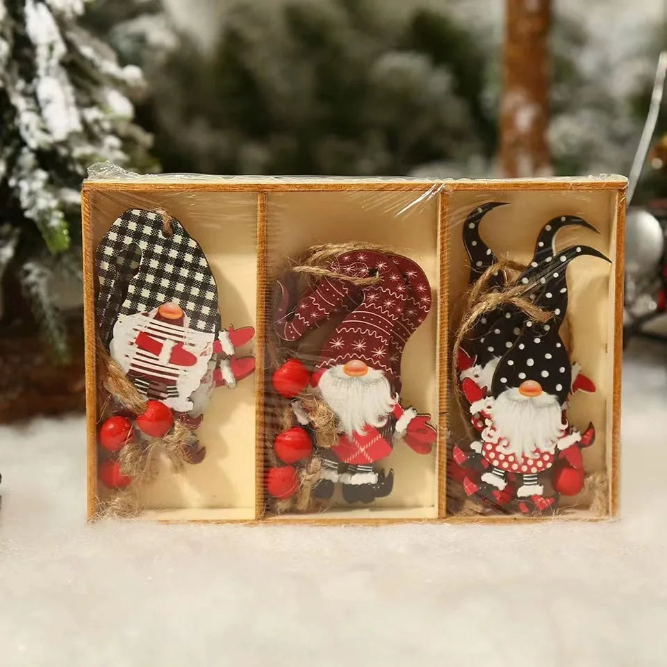 9/12pcs Christmas Gnomes Wooden Pendant – Xmas Tree Hanging Ornaments for Holiday Home Decoration & Gifts 2025