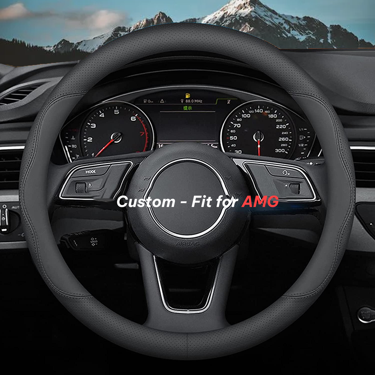 Car Steering Wheel Cover 2024 Update Version, Custom-Fit for Car, Premium Leather Car Steering Wheel Cover with Logo, Car Accessories WALM222