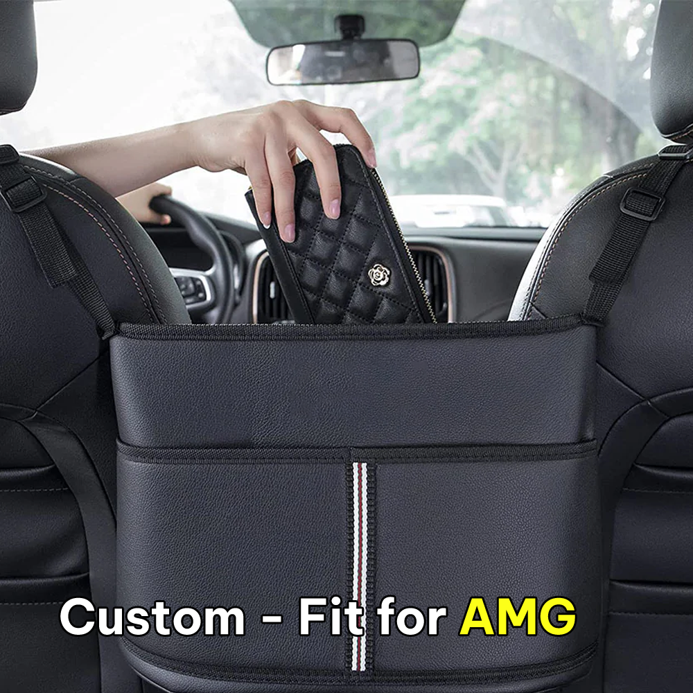 Car Purse Holder for Car Handbag Holder Between Seats Premium PU Leather, Custom Fit For Car, Hanging Car Purse Storage Pocket Back Seat Pet Barrier WALM223