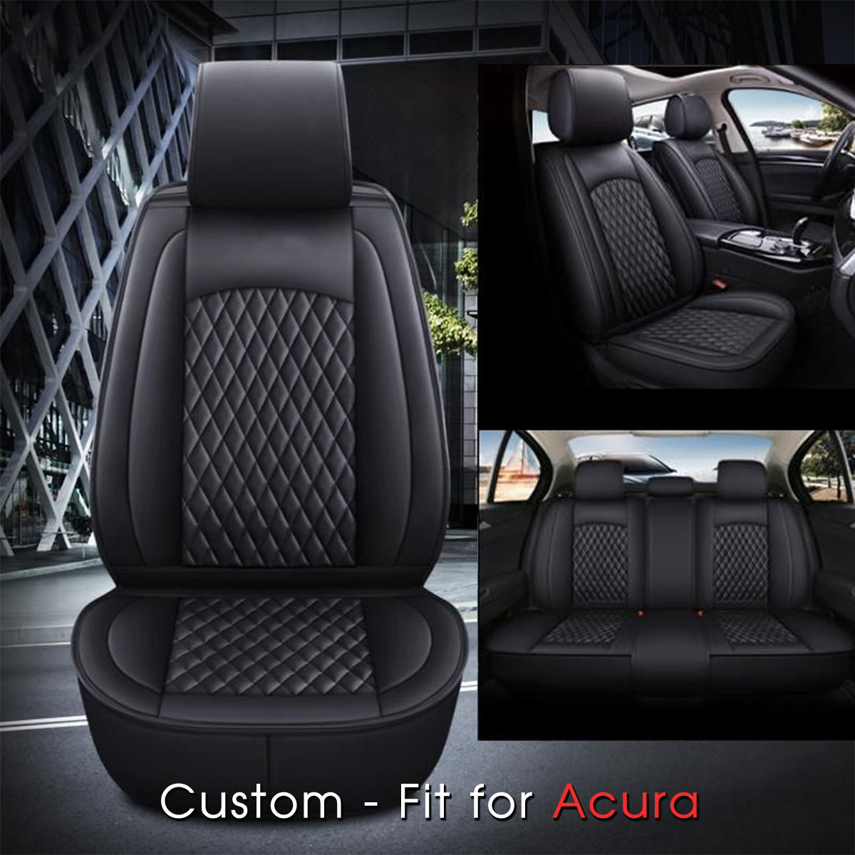 2 Car Seat Covers Full Set, Custom-Fit For Car, Waterproof Leather Front Rear Seat Automotive Protection Cushions, Car Accessories WAAC211