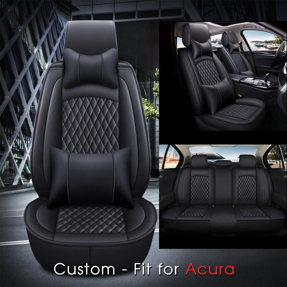 2 Car Seat Covers Full Set, Custom-Fit For Car, Waterproof Leather Front Rear Seat Automotive Protection Cushions, Car Accessories WAAC211