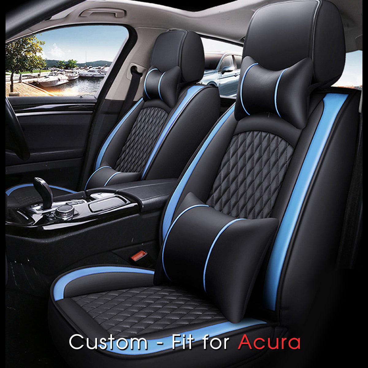 2 Car Seat Covers Full Set, Custom-Fit For Car, Waterproof Leather Front Rear Seat Automotive Protection Cushions, Car Accessories WAAC211