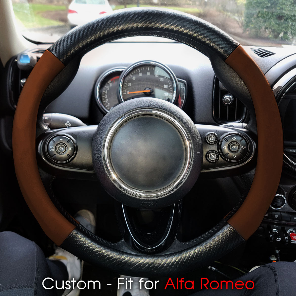 Car Steering Wheel Cover, Custom-Fit For Cars, Leather Nonslip 3D Carbon Fiber Texture Sport Style Wheel Cover for Women, Interior Modification for All Car Accessories WAAR225