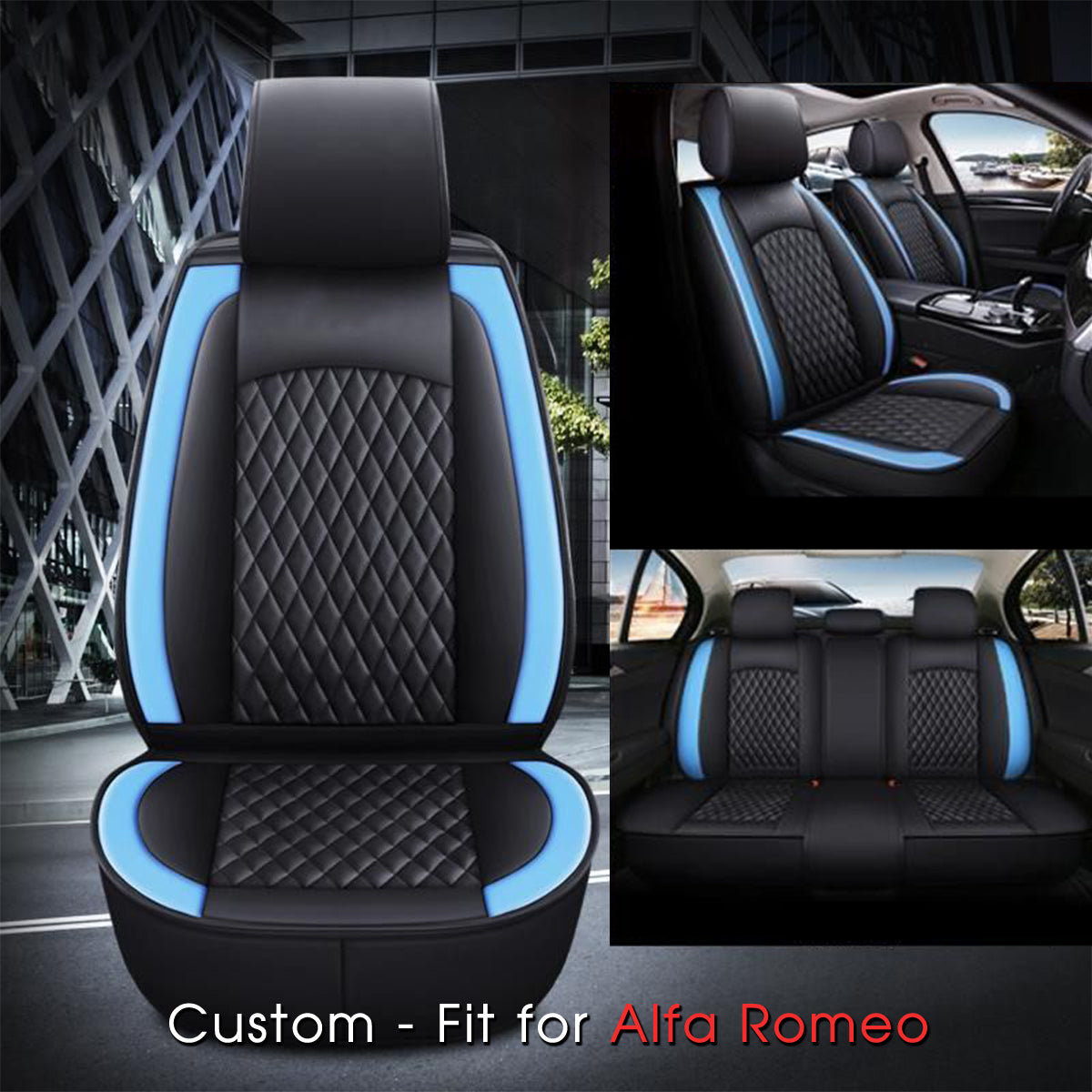 2 Car Seat Covers Full Set, Custom-Fit For Car, Waterproof Leather Front Rear Seat Automotive Protection Cushions, Car Accessories WAAR211