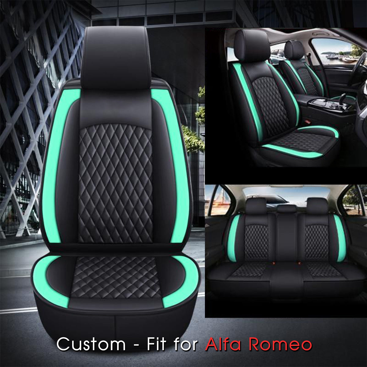 2 Car Seat Covers Full Set, Custom-Fit For Car, Waterproof Leather Front Rear Seat Automotive Protection Cushions, Car Accessories WAAR211