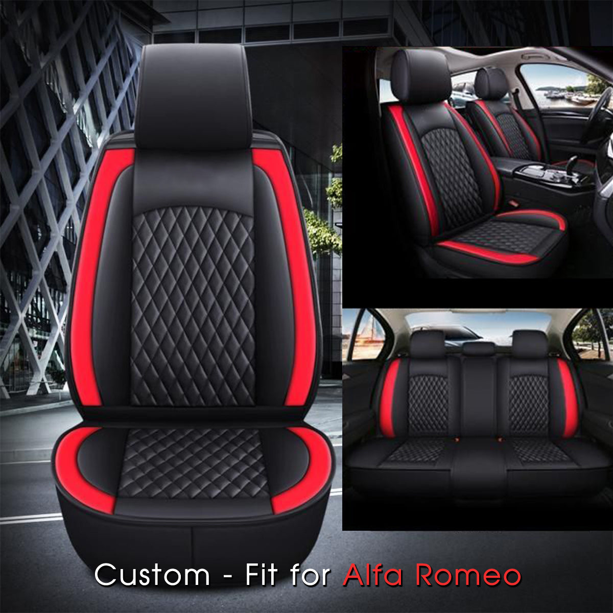 2 Car Seat Covers Full Set, Custom-Fit For Car, Waterproof Leather Front Rear Seat Automotive Protection Cushions, Car Accessories WAAR211