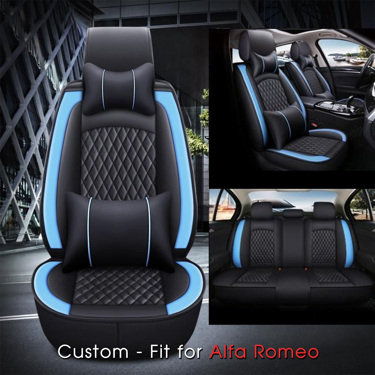 2 Car Seat Covers Full Set, Custom-Fit For Car, Waterproof Leather Front Rear Seat Automotive Protection Cushions, Car Accessories WAAR211