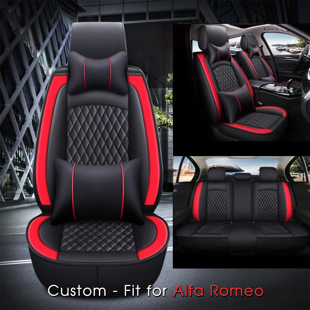 2 Car Seat Covers Full Set, Custom-Fit For Car, Waterproof Leather Front Rear Seat Automotive Protection Cushions, Car Accessories WAAR211