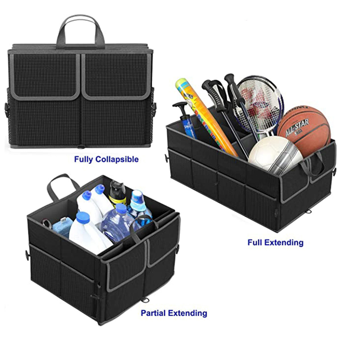 3-Compartment Cargo Trunk Storage Organizer, Custom fit for Car