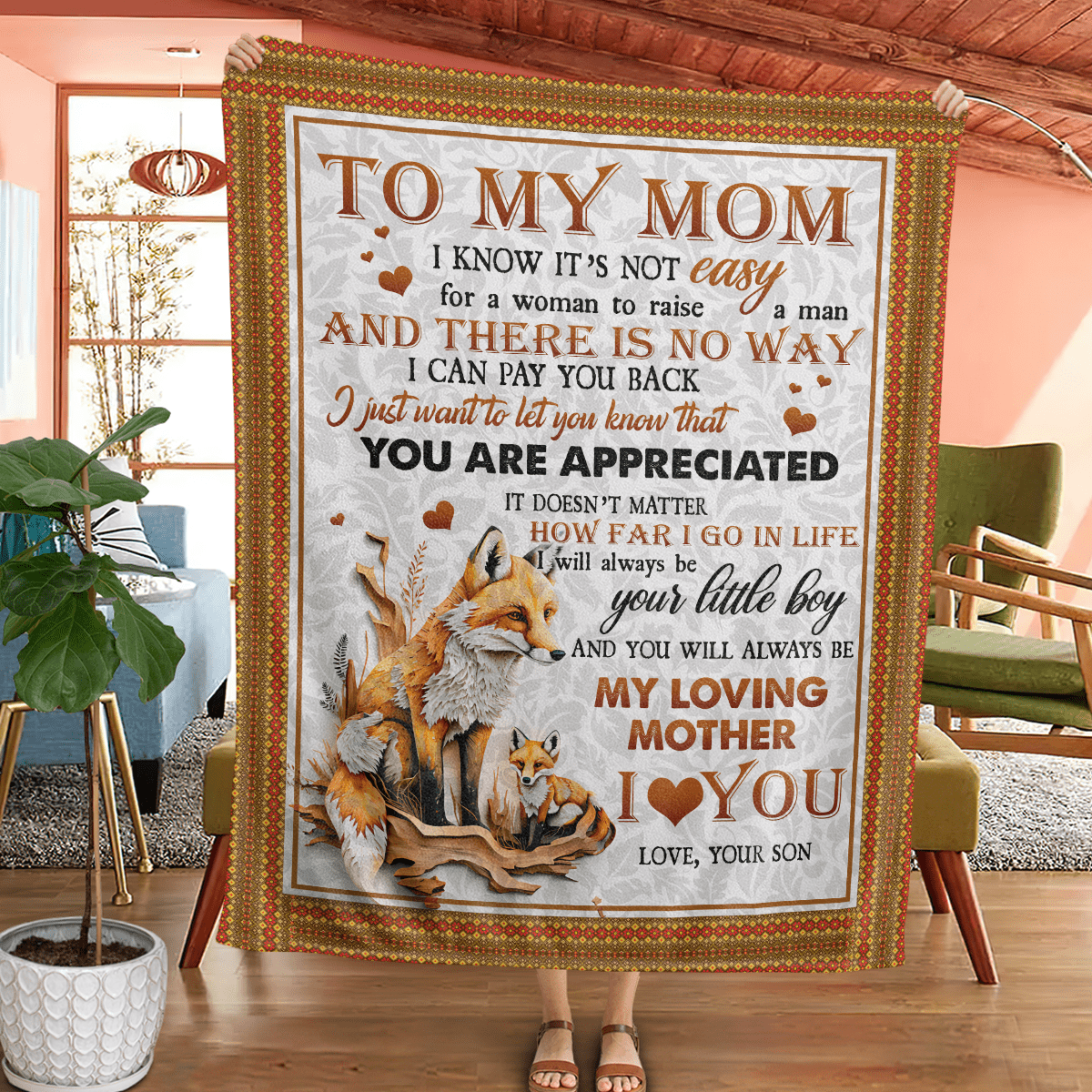 Blanket Gifts With Personalized Blankets Son To Mom Blanket Fox Blanket Mothers Day Gifts Custom Fleece Blankets