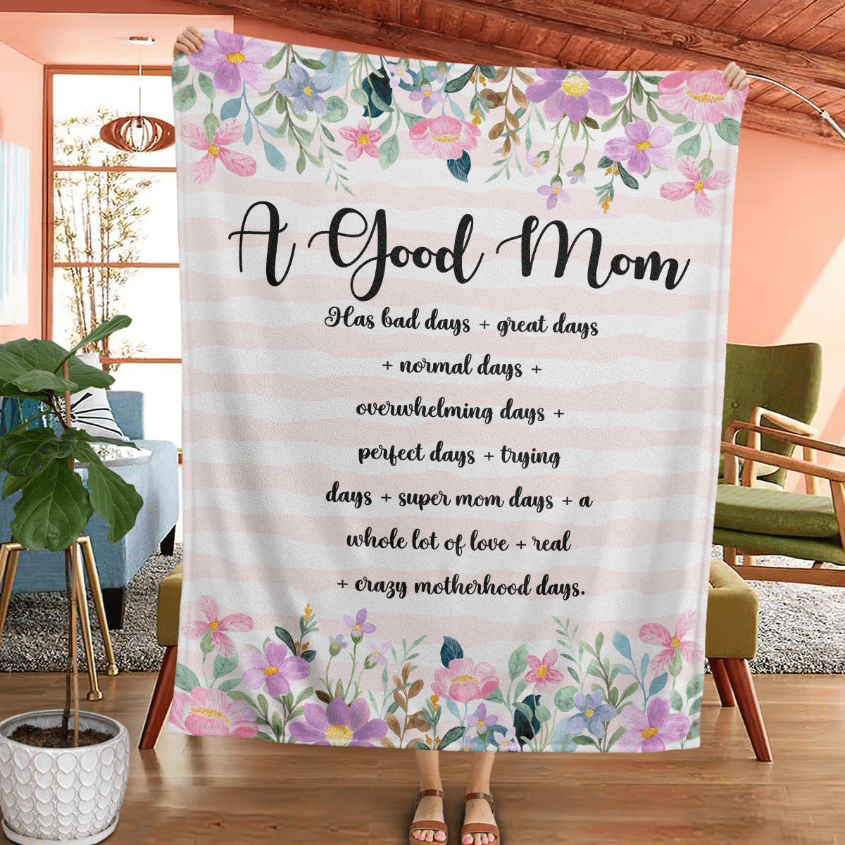 A Good Mom Custom Name Fleece Sherpa Blanket Gift For Mom Mother