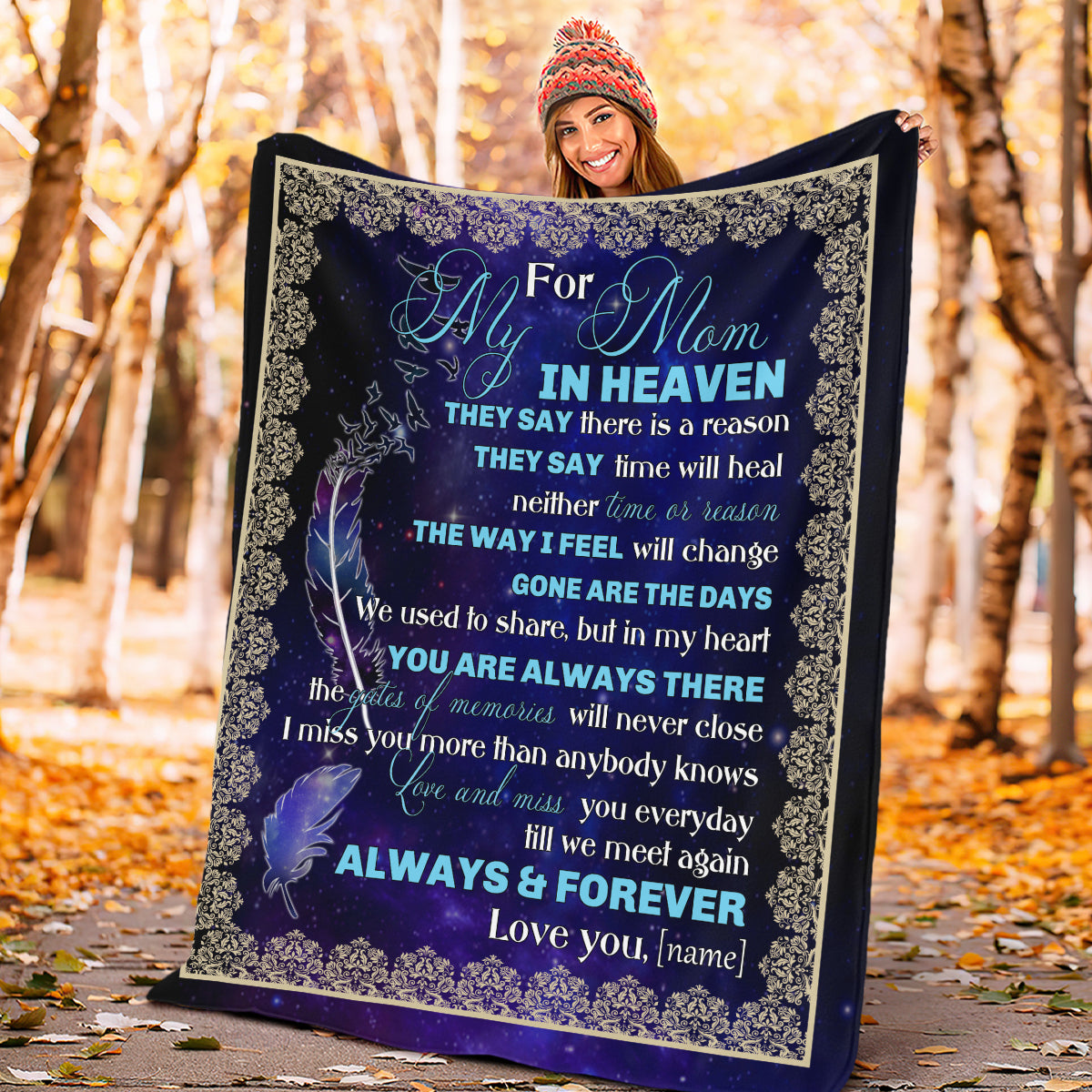 Personalized To My Mom In Heaven You Are Always There Custom Name Fleece Sherpa Blanket Gift For Mom Mother