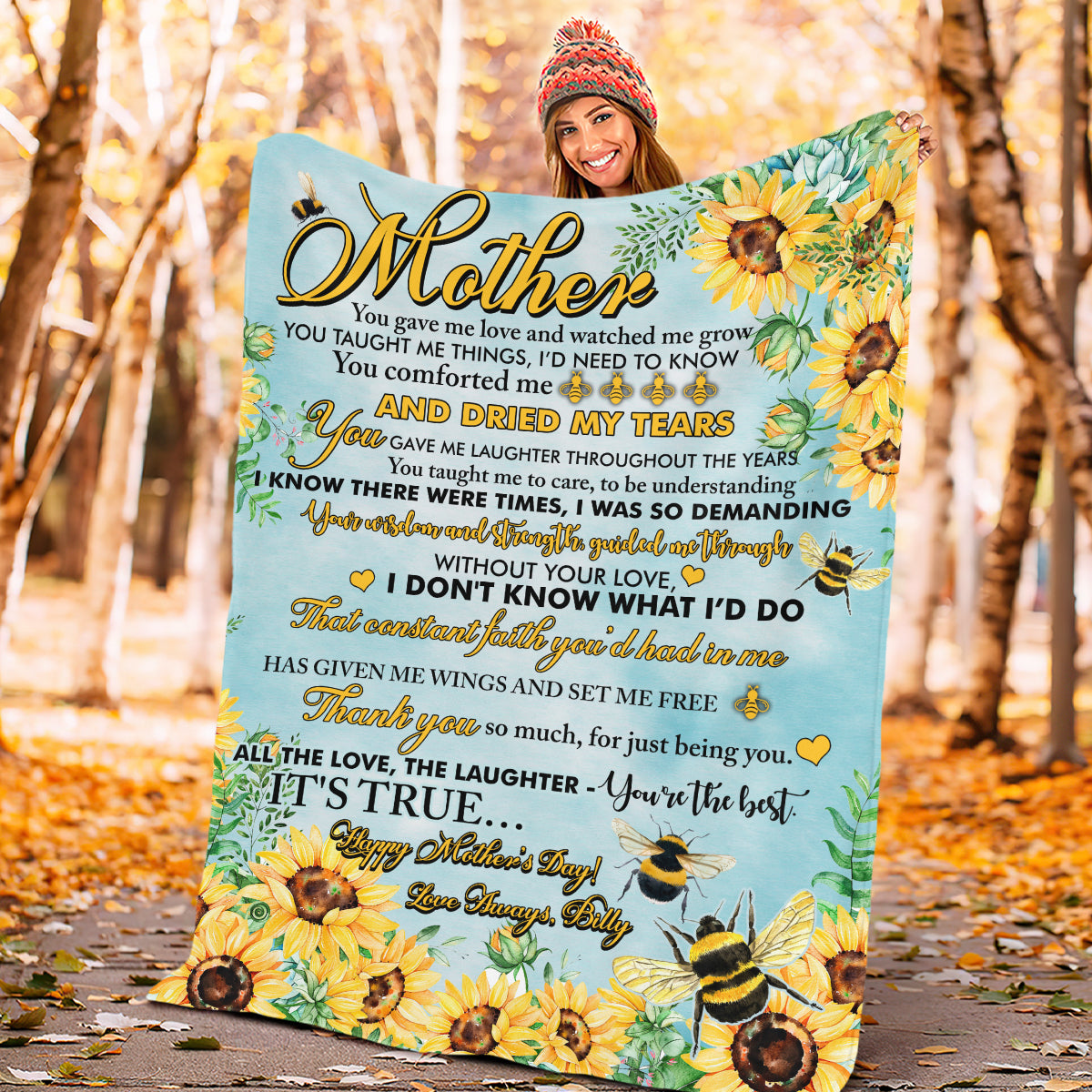 Personalized Mother Fleece Blanket You Gave Me Love Sunflower Gift For Mom Mother