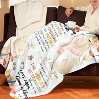Thumbnail for Personalized Hi Mommy Funny Bunny Custom Name Fleece Sherpa Blanket Gift For Mom Mother