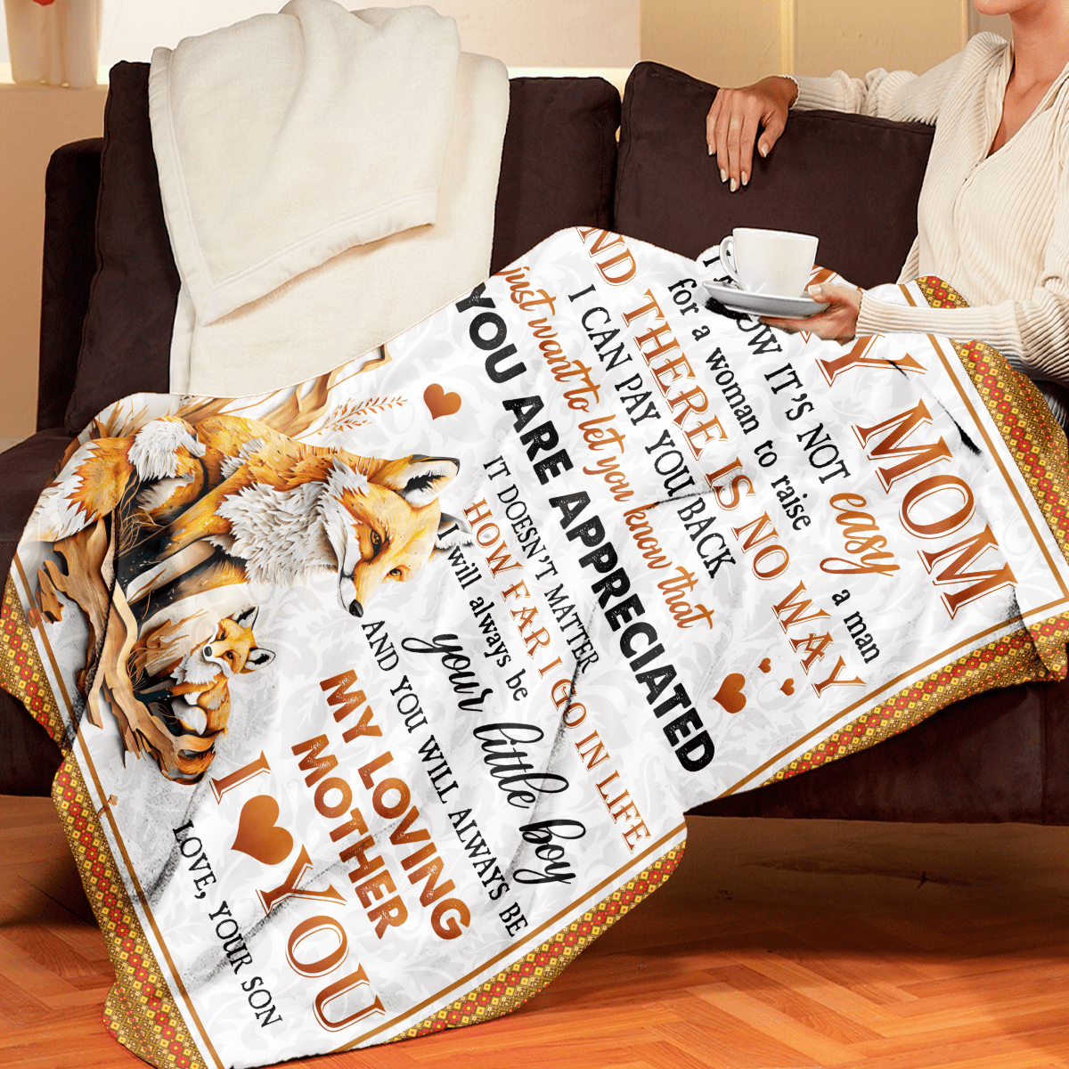 Blanket Gifts With Personalized Blankets Son To Mom Blanket Fox Blanket Mothers Day Gifts Custom Fleece Blankets