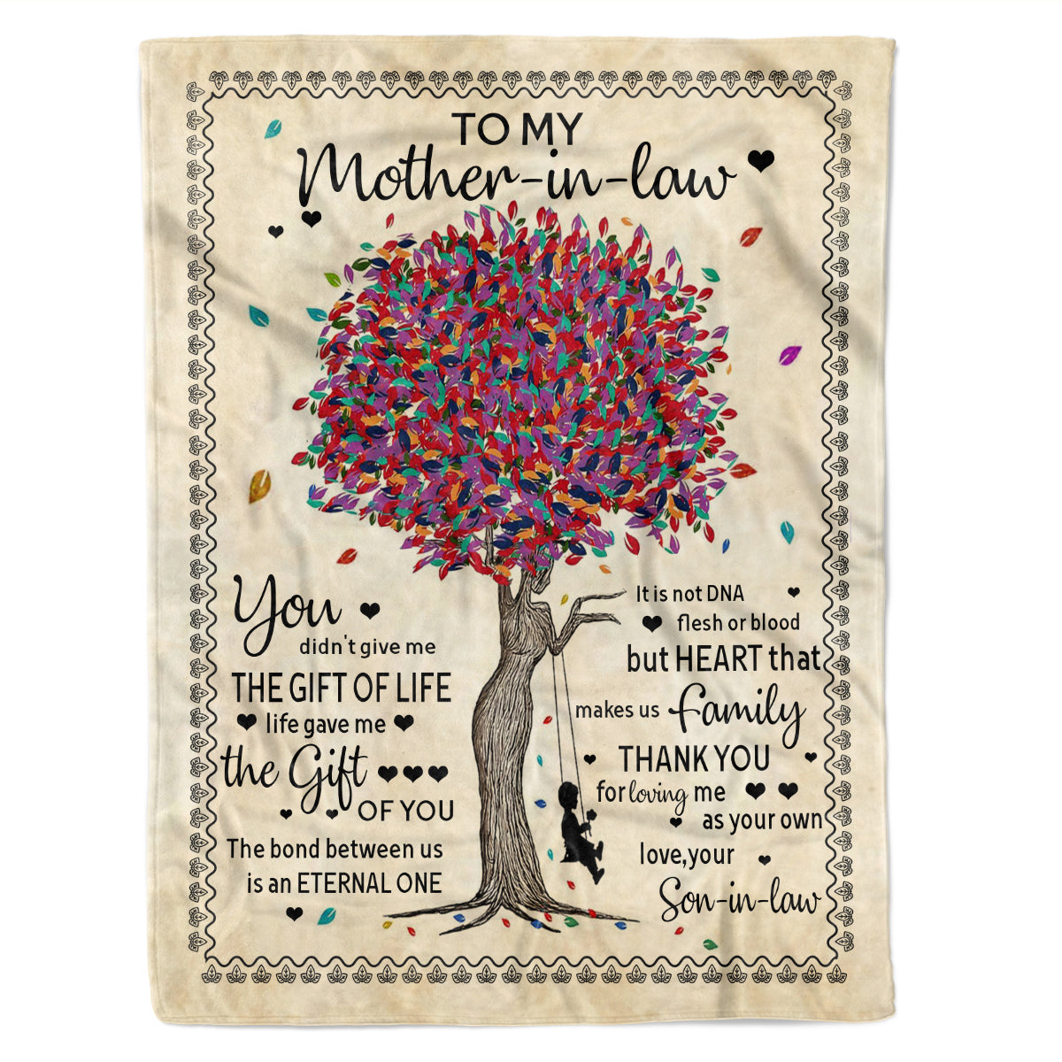 Personalized To My Mother-in-law Fleece Blanket Tree Love Gift For Mom Mother day From Son-in-law