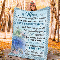 Thumbnail for Personalized To My Mom I Love You Blue Butterfly Custom Name Fleece Sherpa Blanket Gift For Mom Mother