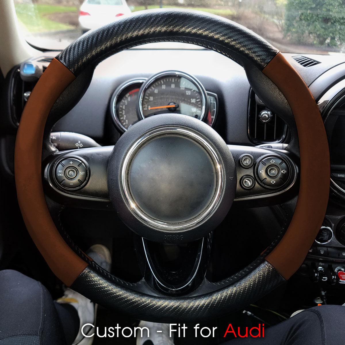 Car Steering Wheel Cover, Custom-Fit For Cars, Leather Nonslip 3D Carbon Fiber Texture Sport Style Wheel Cover for Women, Interior Modification for All Car Accessories WARA225