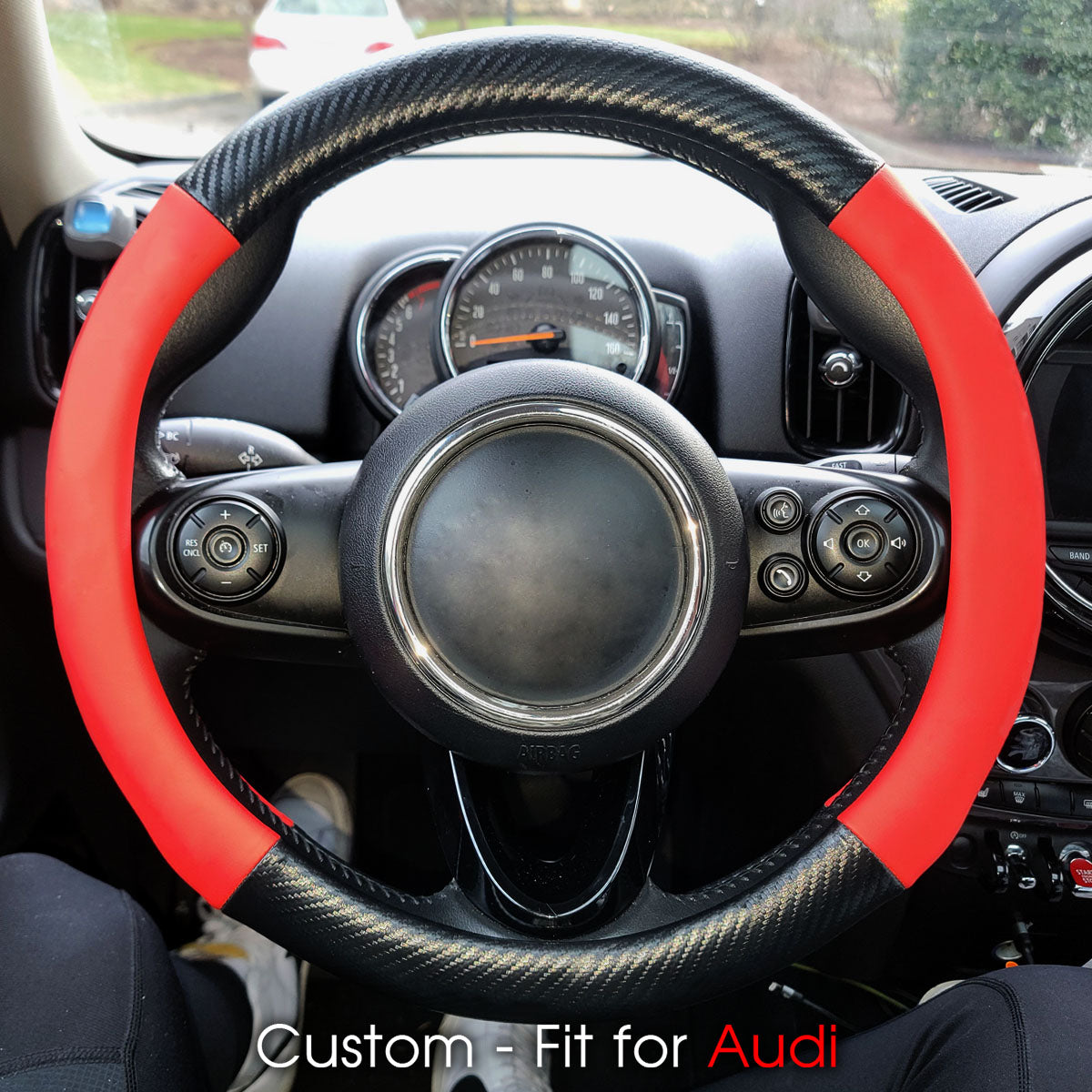 Car Steering Wheel Cover, Custom-Fit For Cars, Leather Nonslip 3D Carbon Fiber Texture Sport Style Wheel Cover for Women, Interior Modification for All Car Accessories WARA225