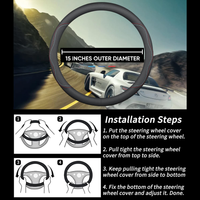 Thumbnail for Car Steering Wheel Cover 2024 Update Version, Custom-Fit for Car, Premium Leather Car Steering Wheel Cover with Logo, Car Accessories WAVE222