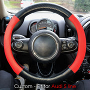 Car Steering Wheel Cover, Custom-Fit For Cars, Leather Nonslip 3D Carbon Fiber Texture Sport Style Wheel Cover for Women, Interior Modification for All Car Accessories WAVE225