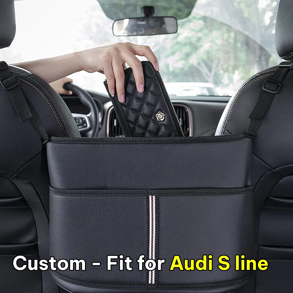 Car Purse Holder for Car Handbag Holder Between Seats Premium PU Leather, Custom Fit For Car, Hanging Car Purse Storage Pocket Back Seat Pet Barrier WAVE223