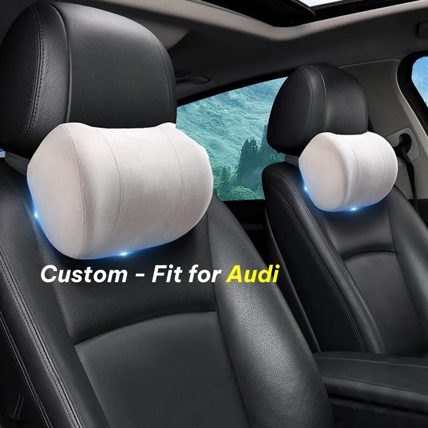 Car Headrest (2 PCS), Custom-Fit For Car, Update Version Premium Memory Foam Car Neck Pillow WARA227