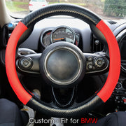 Car Steering Wheel Cover, Custom-Fit For Cars, Leather Nonslip 3D Carbon Fiber Texture Sport Style Wheel Cover for Women, Interior Modification for All Car Accessories WAKX225