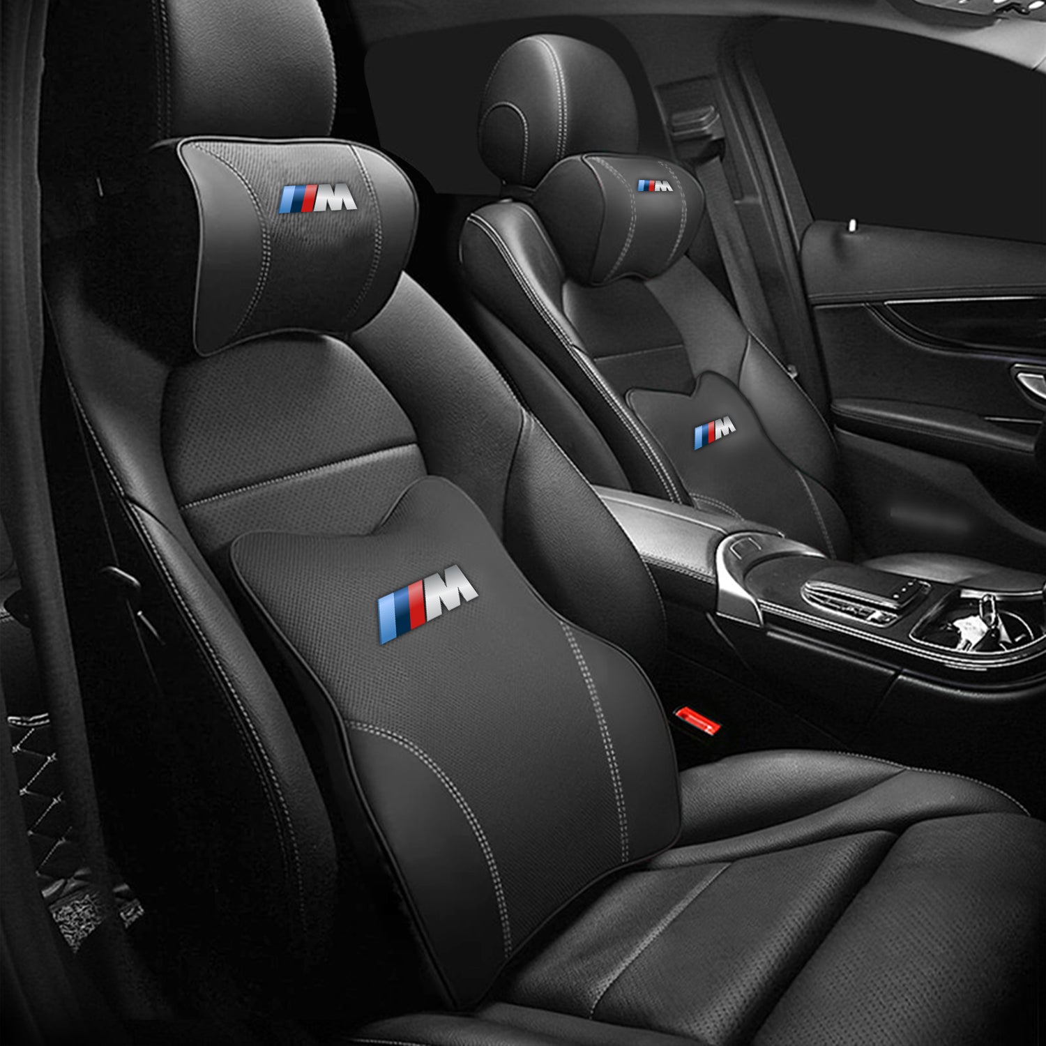 Car Headrest Neck Pillow and Lumbar Support Back Cushion Kit, Custom Fit For Your Cars, Memory Foam Erognomic, Car Accessories KO13992