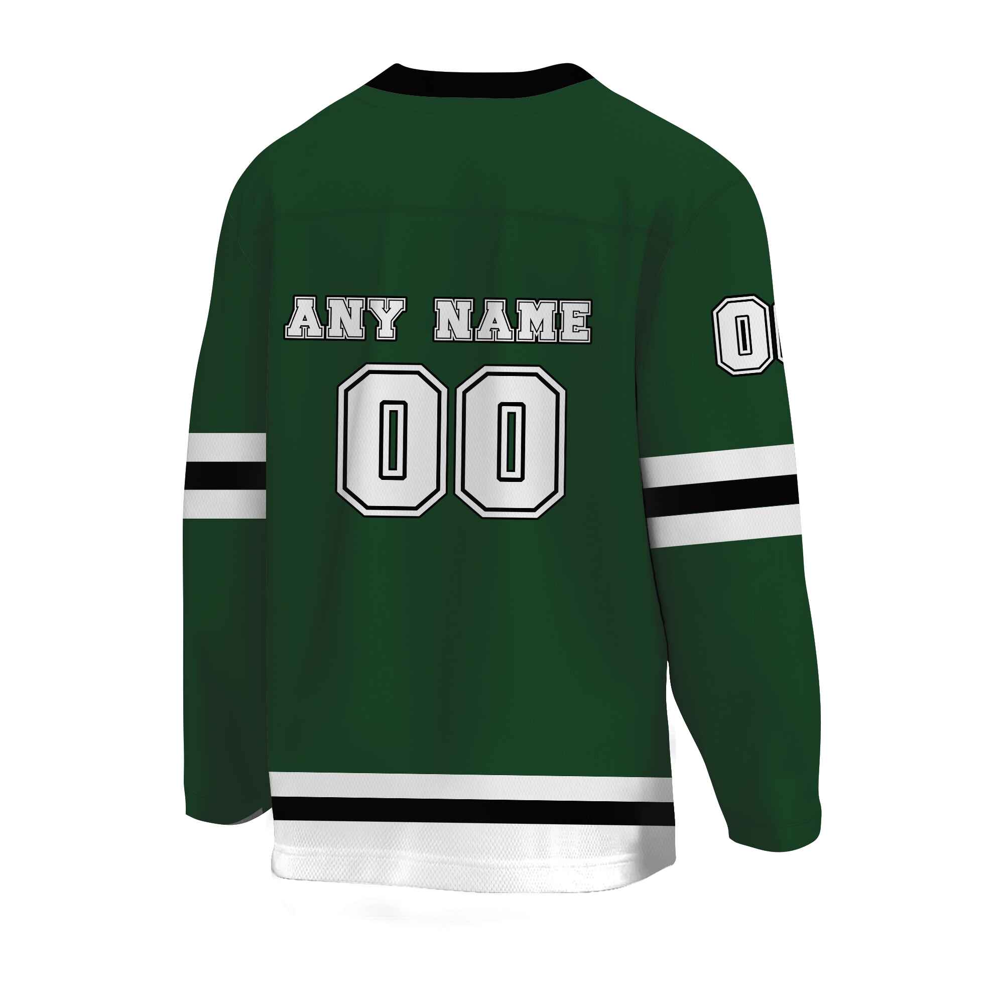 Custom Kelly Green White-Black Hockey Jersey