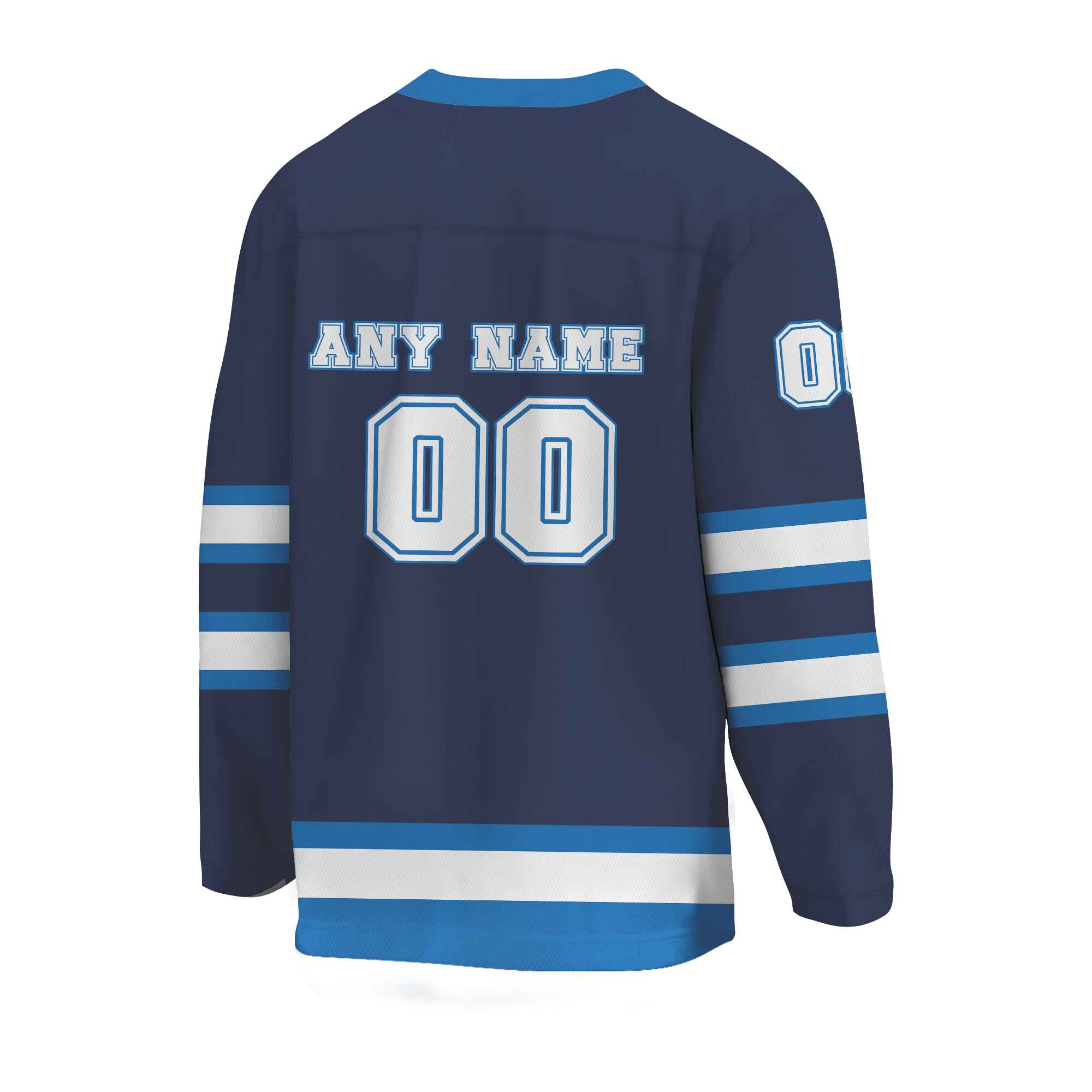 Custom Navy White -Light Blue Hockey Jersey