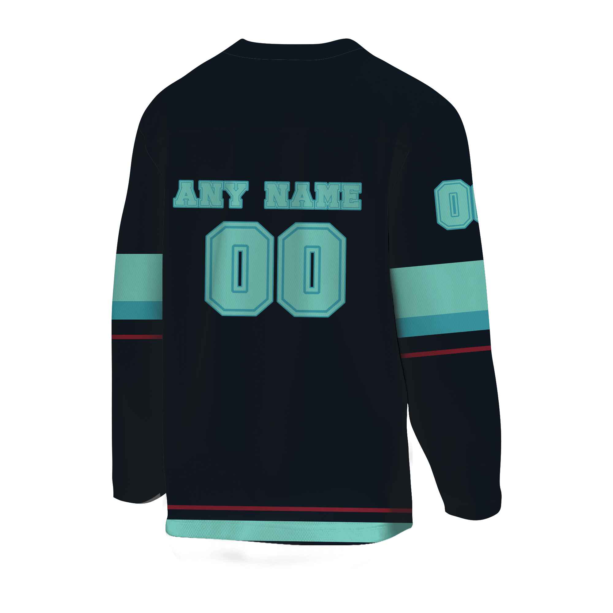 Custom Navy Teal -Red Hockey Jersey