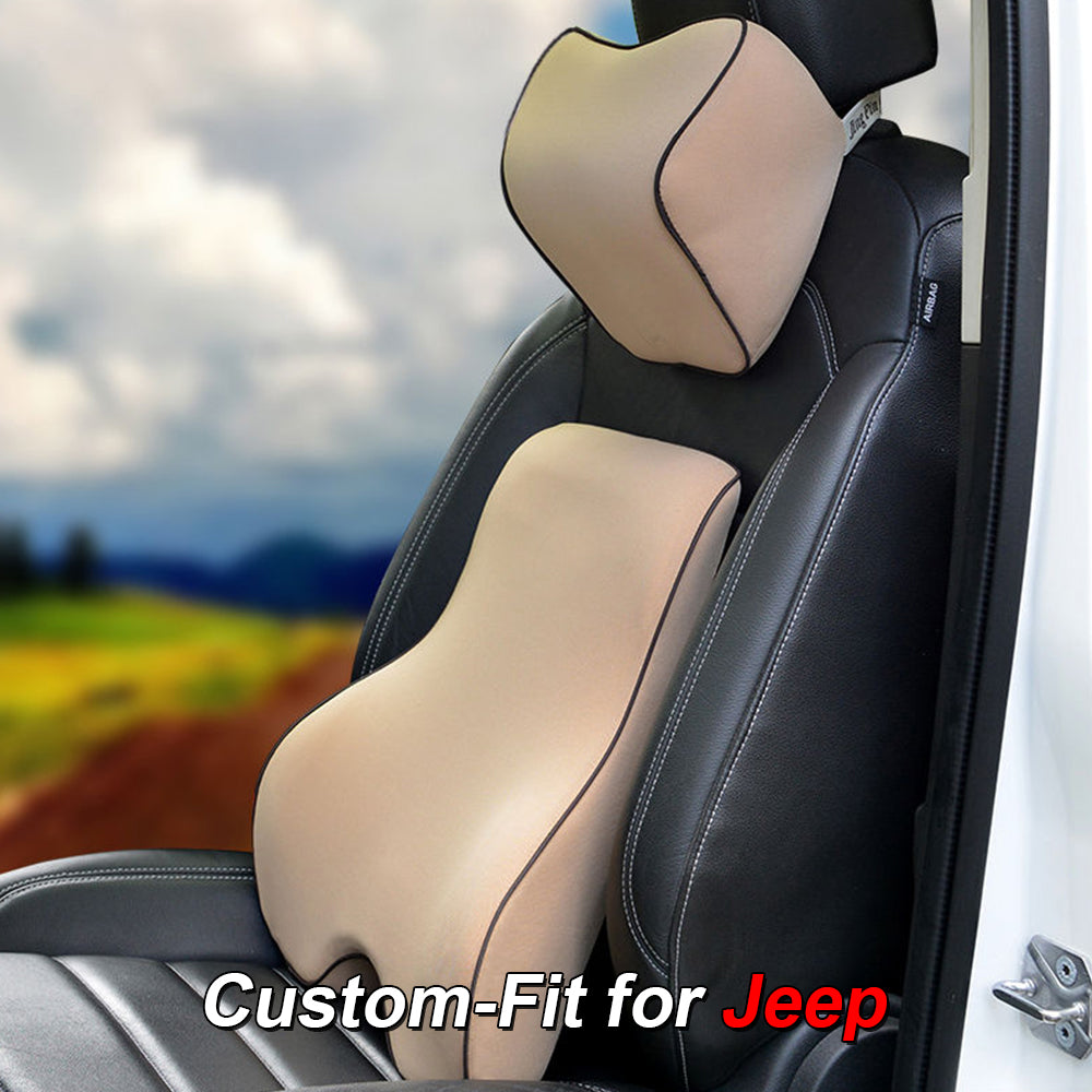 Lumbar Support Cushion for Car and Headrest Neck Pillow Kit, Custom-Fit For Car, Ergonomically Design for Car Seat, Car Accessories WAJE254