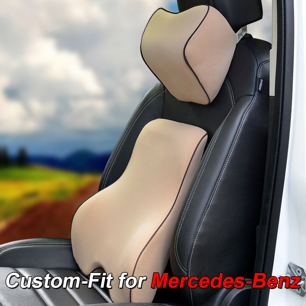 Lumbar Support Cushion for Car and Headrest Neck Pillow Kit, Custom-Fit For Car, Ergonomically Design for Car Seat, Car Accessories WAMB254