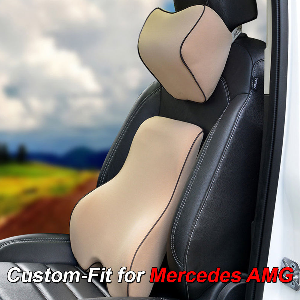 Lumbar Support Cushion for Car and Headrest Neck Pillow Kit, Custom-Fit For Car, Ergonomically Design for Car Seat, Car Accessories WALM254
