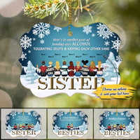 Thumbnail for Besties Sisters Here's To Another Year Of Bonding Over Alcohol Personalized Custom Name Aluminum Ornaments Gift For Family, Daughter, Son, Best Friend Christmas Holiday