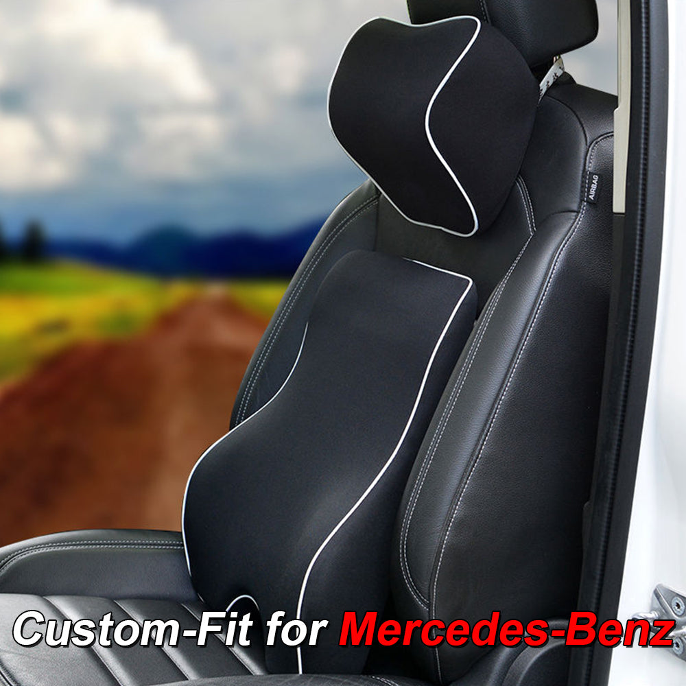 Lumbar Support Cushion for Car and Headrest Neck Pillow Kit, Custom-Fit For Car, Ergonomically Design for Car Seat, Car Accessories WAMB254