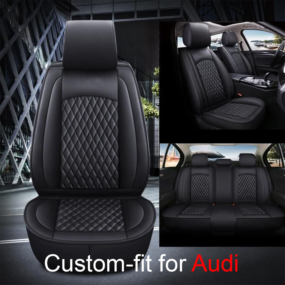 2 Car Seat Covers Full Set, Custom-Fit For Car, Waterproof Leather Front Rear Seat Automotive Protection Cushions, Car Accessories WARA211