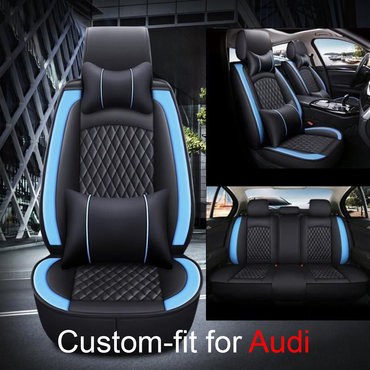 2 Car Seat Covers Full Set, Custom-Fit For Car, Waterproof Leather Front Rear Seat Automotive Protection Cushions, Car Accessories WARA211