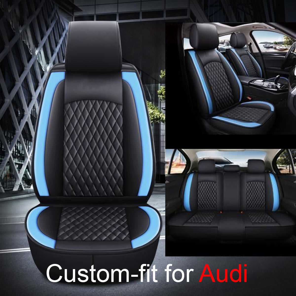 2 Car Seat Covers Full Set, Custom-Fit For Car, Waterproof Leather Front Rear Seat Automotive Protection Cushions, Car Accessories WARA211