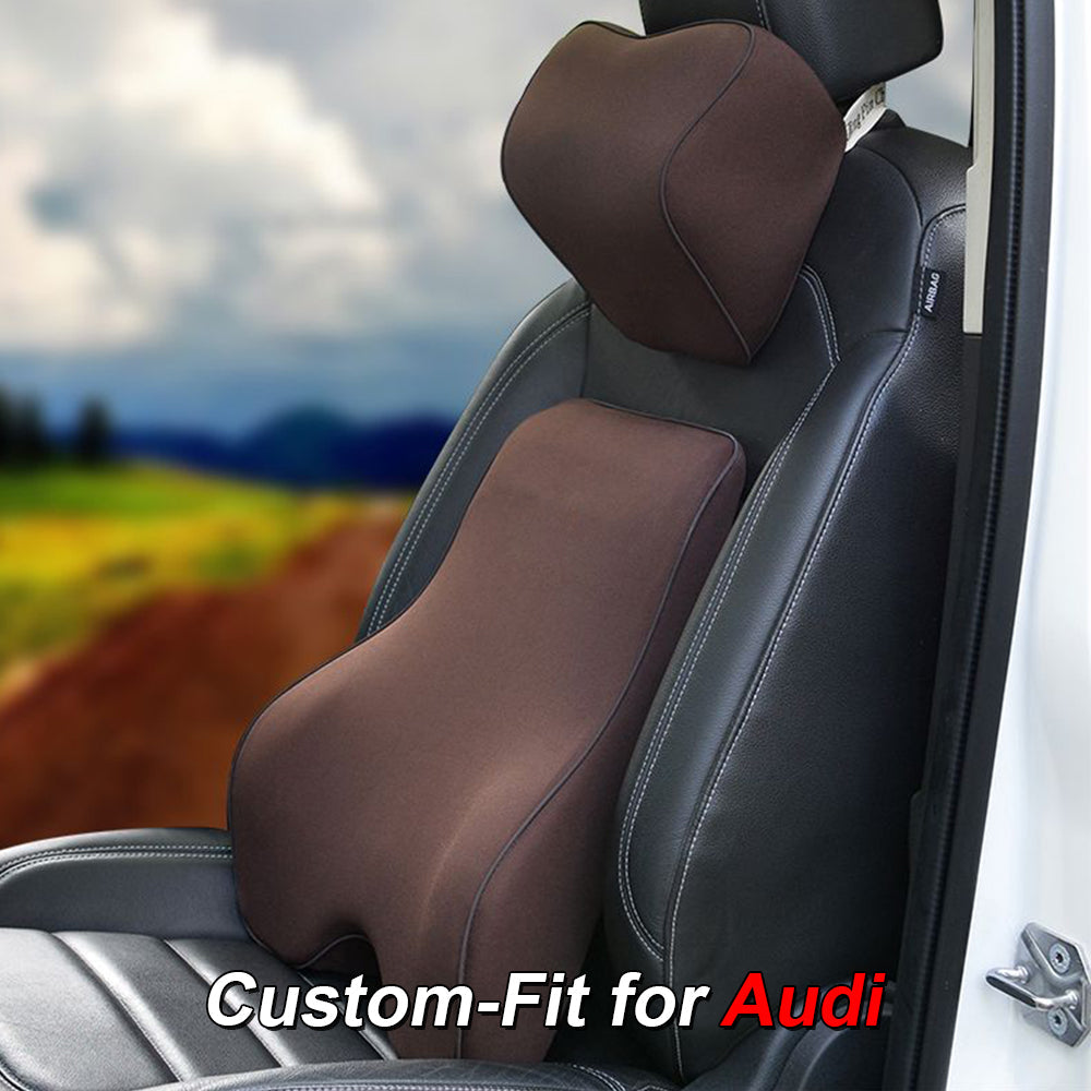 Lumbar Support Cushion for Car and Headrest Neck Pillow Kit, Custom-Fit For Car, Ergonomically Design for Car Seat, Car Accessories WARA254