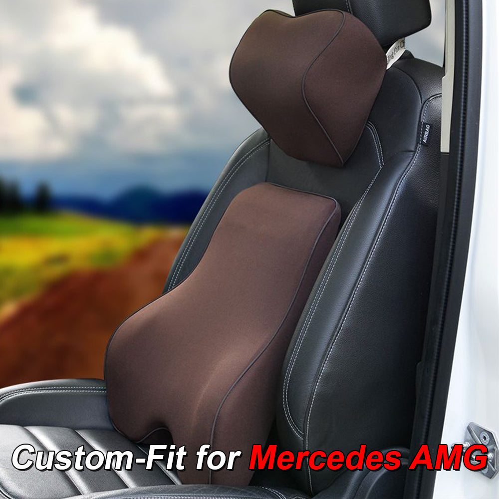 Lumbar Support Cushion for Car and Headrest Neck Pillow Kit, Custom-Fit For Car, Ergonomically Design for Car Seat, Car Accessories WALM254