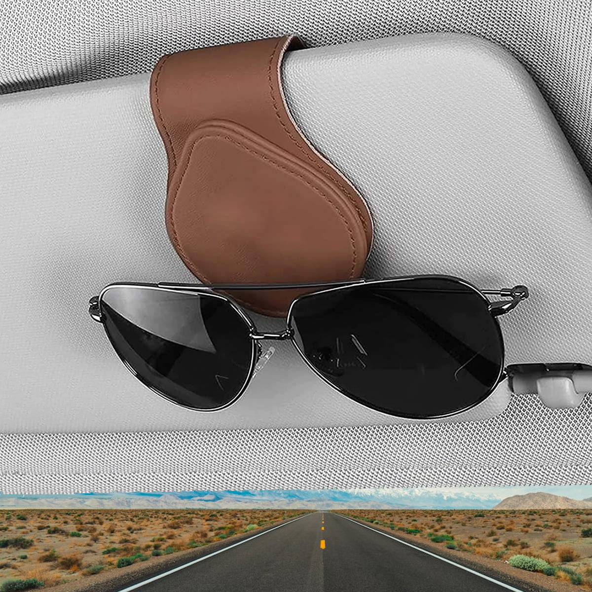 Car Sunglasses Holder, Custom Fit For Your Cars, Magnetic Leather Glasses Frame 2024 Update SU13995