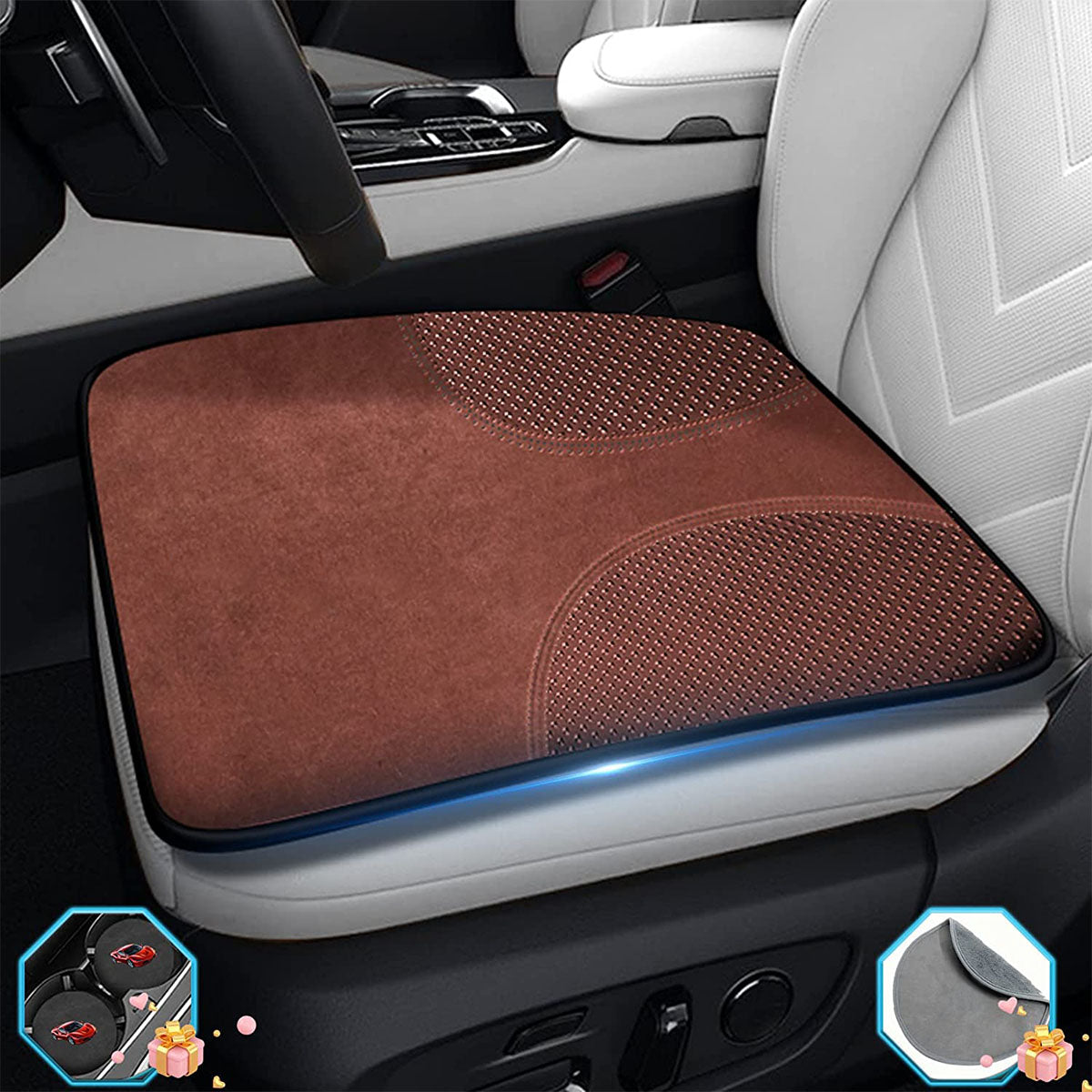 Car Seat Cushion, Custom Logo For Your Cars, Double Sided Seat Cushion, Breathable Suede + Ice Silk Car Seat Cushion, Comfort Seat Covers Cushion HY19979