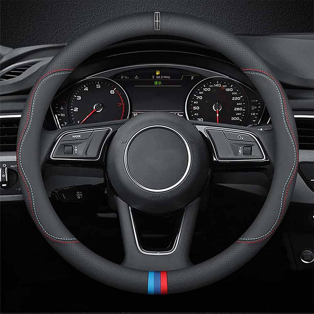 Car Steering Wheel Cover 2024 Update Version, Custom Fit For Your Cars, Premium Leather Car Steering Wheel Cover with Logo, Car Accessories LI18991