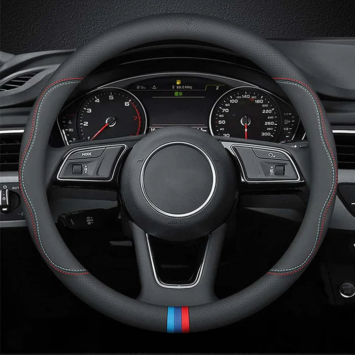 Car Steering Wheel Cover 2024 Update Version, Custom Fit For Your Cars, Premium Leather Car Steering Wheel Cover with Logo, Car Accessories HY18991
