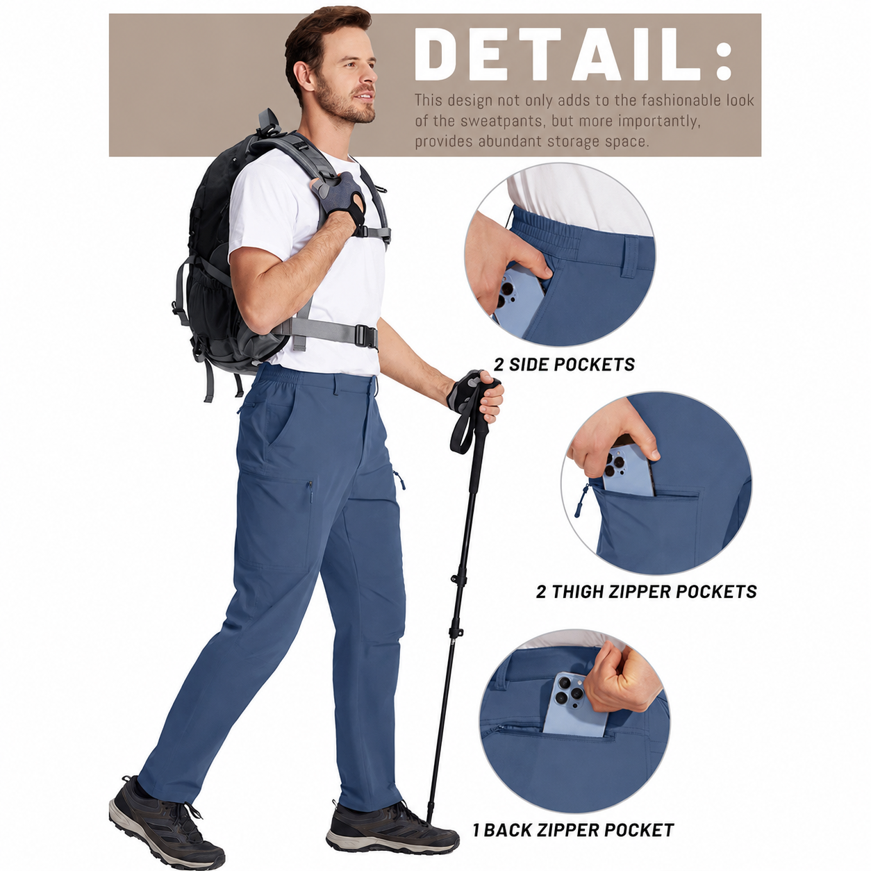 Men’s Lightweight Cargo Hiking Pants – Quick-Dry Outdoor Utility Trousers