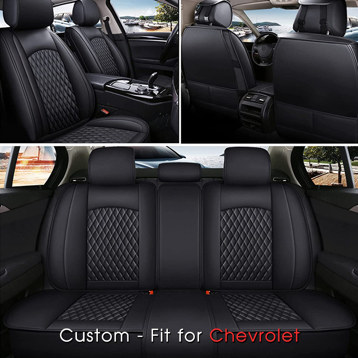 2 Car Seat Covers Full Set, Custom-Fit For Car, Waterproof Leather Front Rear Seat Automotive Protection Cushions, Car Accessories WACH211