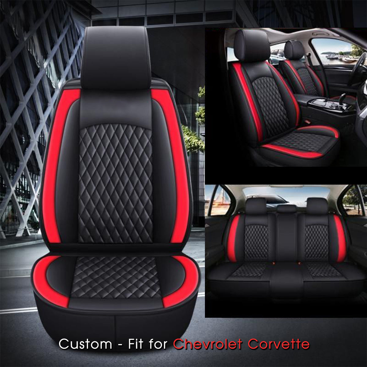 2 Car Seat Covers Full Set, Custom-Fit For Car, Waterproof Leather Front Rear Seat Automotive Protection Cushions, Car Accessories WACC211